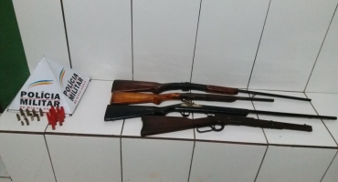 Polícia Militar apreende quatro armas e munições na cidade de Patos de Minas Polícia Militar apreende quatro armas e munições na cidade de Patos de Minas