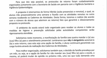 Aulas presenciais na rede municipal em Carmo do Paranaíba devem ter início no mês de agosto 