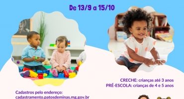 Cadastramento escolar 2020/2021 para educação infantil em Patos de Minas acontece de 13 de setembro a 15 de outubro