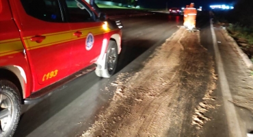 Óleo derramado na pista causa risco de acidentes e interdição em trecho das BR-354 e BR-365 Óleo derramado na pista causa risco de acidentes e interdição em trecho das BR-354 e BR-365