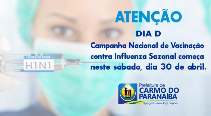 Vacinação contra Influenza inicia-se neste sábado (30/04) em Carmo do Paranaíba