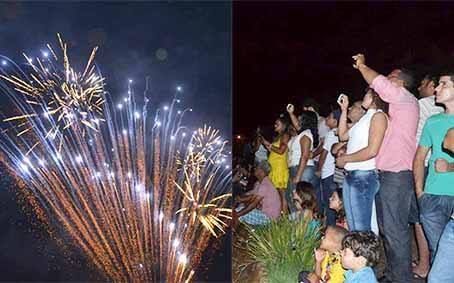 Durante 15 minutos milhares de pessoas de Lagoa Formosa e região acompanharam a chegada de 2015 na orla da lagoa