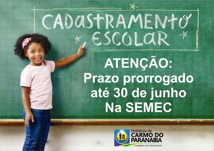 Prazo para cadastramento escolar na cidade de Carmo do Paranaíba foi prorrogado até o dia 30 de junho de 2016