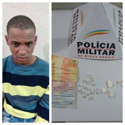 Polícia Militar de Carmo do Paranaíba apreende crack, cocaína e encaminha suspeito de tráfico para a delegacia