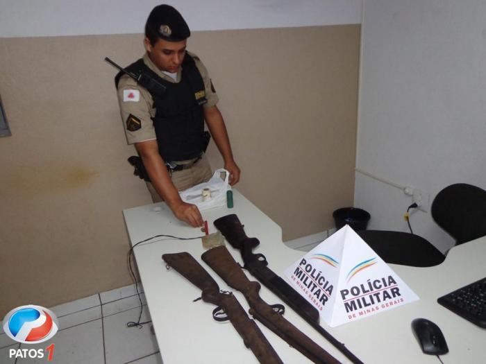Polícia Militar de Matutina apreende três espingardas com morador da zona rural do município