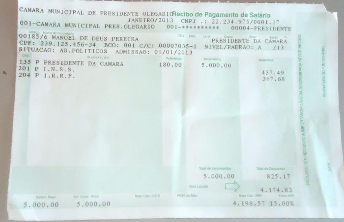 Presidente da Câmara de Presidente Olegário corta parte de seu próprio salário