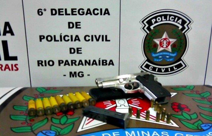 Polícia Civil de Rio Paranaíba apreende pistola 380 e grande quantidade de munições 