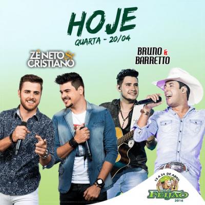 Festa do Feijão de Lagoa Formosa tem show nesta quarta (20) com Zé Neto e Cristiano e Bruno e Barreto