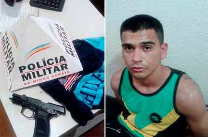 Polícia Militar de Carmo do Paranaíba prende acusado de cometer assalto em postos de combustíveis e apreende pistola