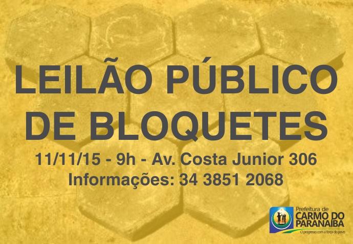 Prefeitura de Carmo do Paranaíba realiza leilão público de bloquetes 