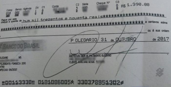 Estelionatário usa cheques falsos em nome da prefeitura de Presidente Olegário