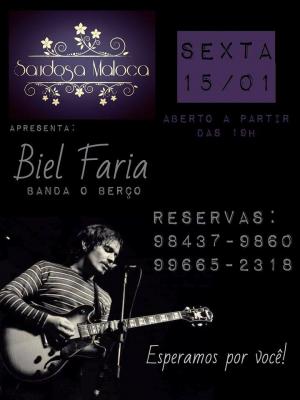 Saudosa Maloca em Lagoa Formosa recebe nesta Sexta-Feira (15/01) a presença do músico Biel Faria da banda o Berço em grande show acústico