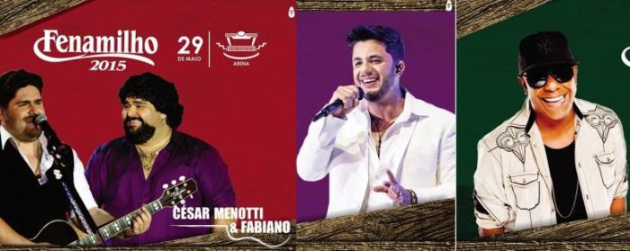 César Menotti e Fabiano, Psirico e Cristiano Araújo abrem a grade de shows da FENAMILHO 2015