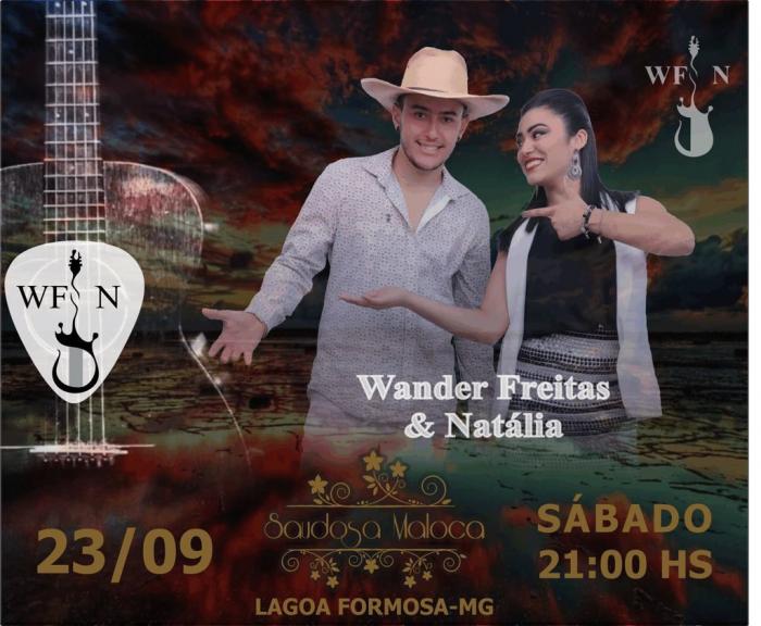 Saudosa Maloca em Lagoa Formosa apresenta neste sábado os cantores Wander Freitas e Natália