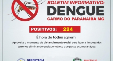 Carmo do Paranaíba está com mais de 200 casos de dengue confirmados 