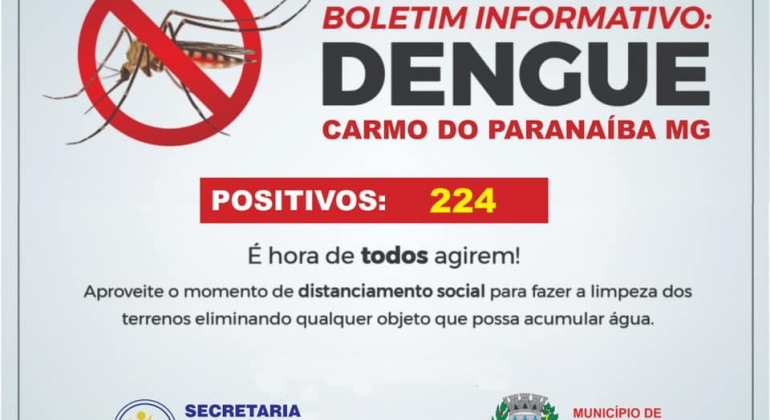 Carmo do Paranaíba está com mais de 200 casos de dengue confirmados 