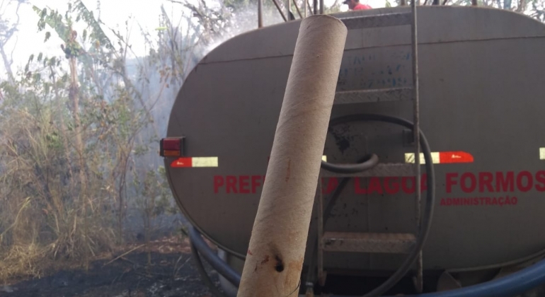 Lagoa Formosa: rojão teria causado incêndio que queimou plantação de bananas e reserva ambiental 
