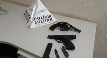 Polícia Militar de Carmo do Paranaíba apreende pistola e revólver, após denuncia de possível homicídio