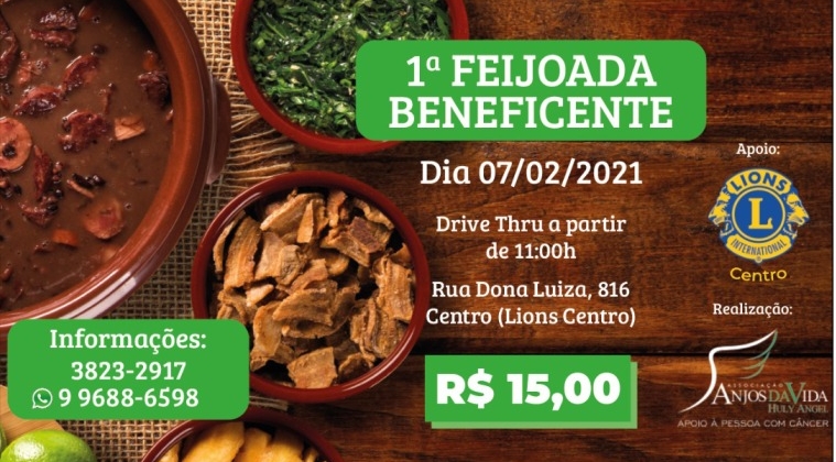 1ª Feijoada Beneficente da Associação Anjos da Vida acontece no dia 7 de fevereiro