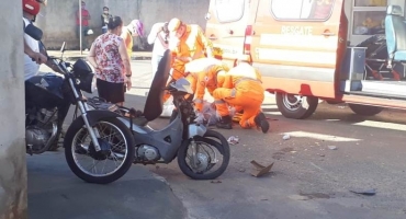 Acidente no Bairro Alvorada em Patos de Minas deixa motociclista ferido 