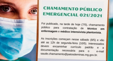 Saúde: chamamento público emergencial é publicado