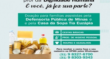 Defensoria Pública lança campanha solidária em apoio a famílias vulneráveis em Patos de Minas