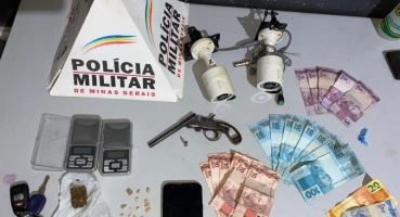 PM de Patos de Minas prende jovem de 18 anos com drogas, arma, munição e dinheiro