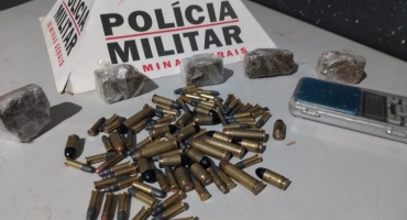 PM de Patos de Minas localiza dezenas de munições, maconha e balança no Bairro São José Operário