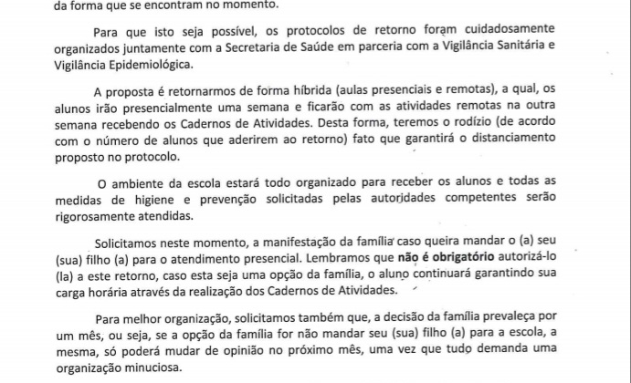 Aulas presenciais na rede municipal em Carmo do Paranaíba devem ter início no mês de agosto 