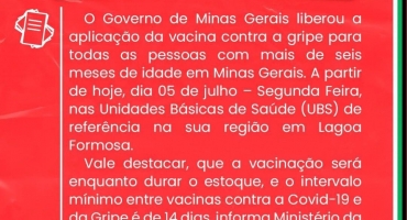 Lagoa Formosa libera vacinação contra gripe para população em geral