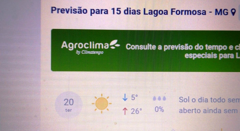 Temperaturas voltam a cair no Alto Paranaíba e Lagoa Formosa registra 5º nesta terça (20) 