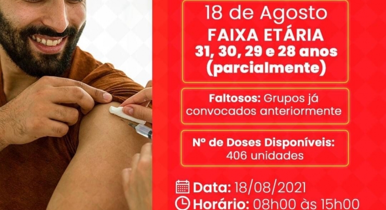 COVID-19: Lagoenses entre 31 e 28 anos recebem primeira dose de vacina a partir desta quarta-feira (18)