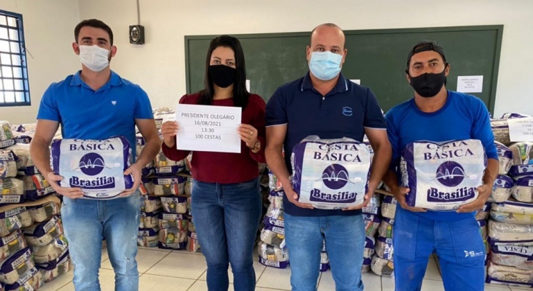Presidente Olegário recebe 100 cestas básicas para famílias de baixa renda