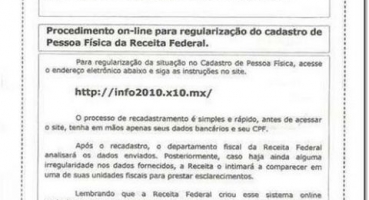 Receita Federal alerta para novo golpe da falsa intimação aplicado por estelionatários