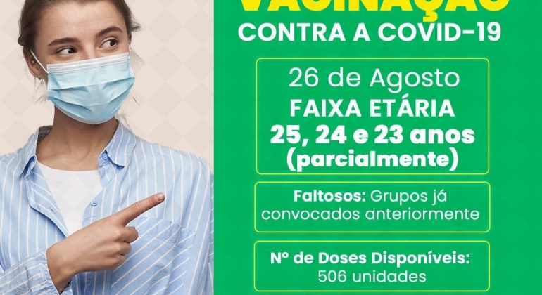 COVID-19: lagoenses de 25, 24 e 23 serão vacinados com a primeira dose a partir de quinta-feira (26)