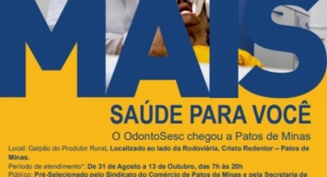 Sesc realizará atendimentos odontológicos gratuitos em Patos de Minas