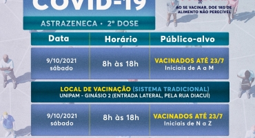 Confira o calendário de vacinação contra a COVID-19 em Patos de Minas 