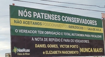 “Nasruas” Patos de Minas instala outdoors repudiando ensino de ideologia de gênero em escolas