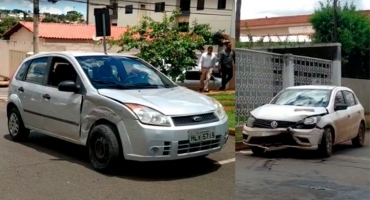 Após avançar parada obrigatória, condutor atinge automóvel em Patos de Minas