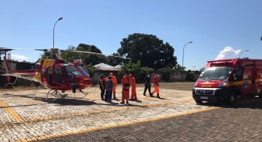 Corpo de Bombeiros usa aeronave para resgatar família atingida pelas chuvas no município de Presidente Olegário 