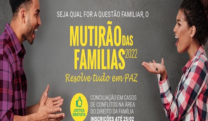 Defensoria Pública abre inscrições para mutirão de conciliação de conflitos familiares em Patos de Minas