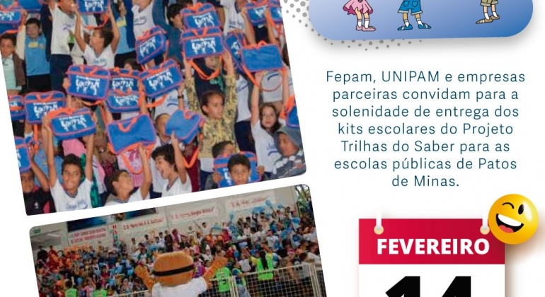 FEPAM, UNIPAM e empresas parceiras farão a entrega de 1.200 kits escolares na próxima segunda-feira