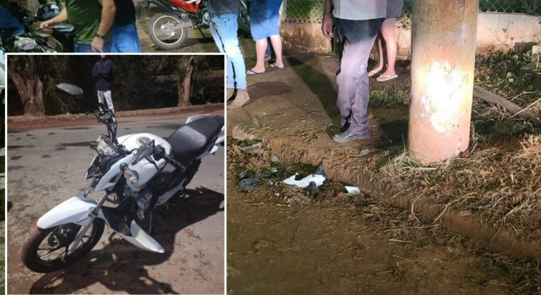 Motociclista colide em poste de iluminação pública em Patos de Minas e acaba socorrida inconsciente 