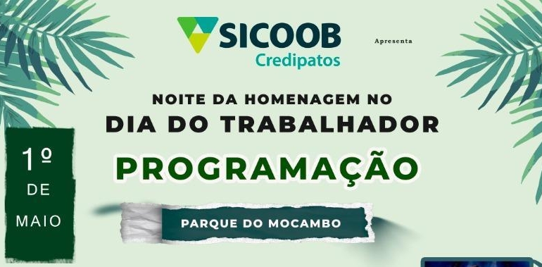 Evento cultural no Parque do Mocambo acontece com programação especial ao Dia do Trabalhador em Patos de Minas