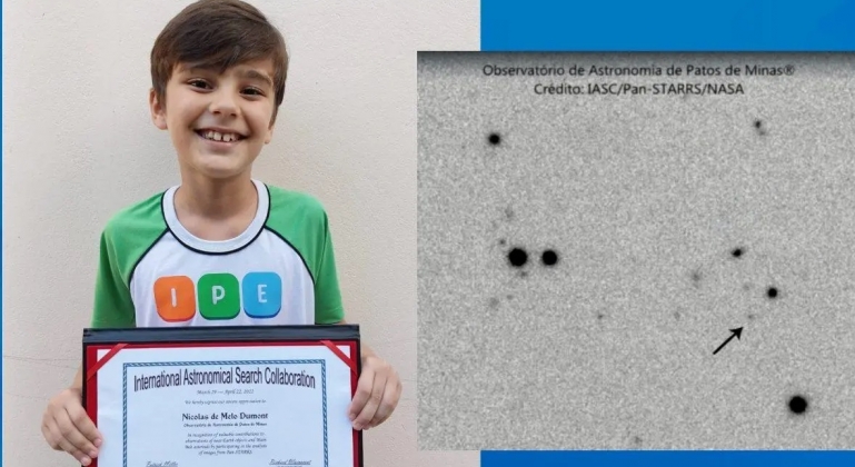 Menino de 8 anos de Patos de Minas descobre possível asteroide e é reconhecido pela NASA