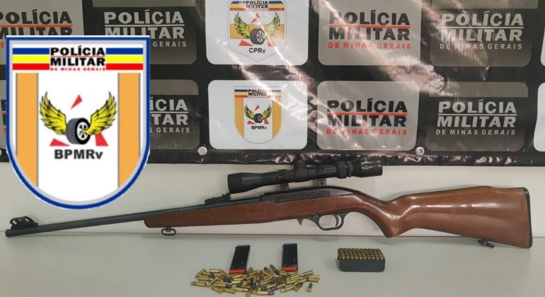 Polícia Militar Rodoviária apreende rifle e 106 munições na MGC-354 em Patos de  Minas