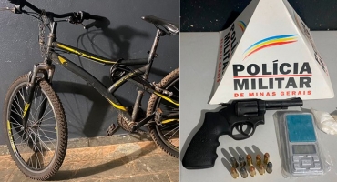 Polícia Militar de Patos de Minas apreende arma e munições após furto de bicicleta em supermercado