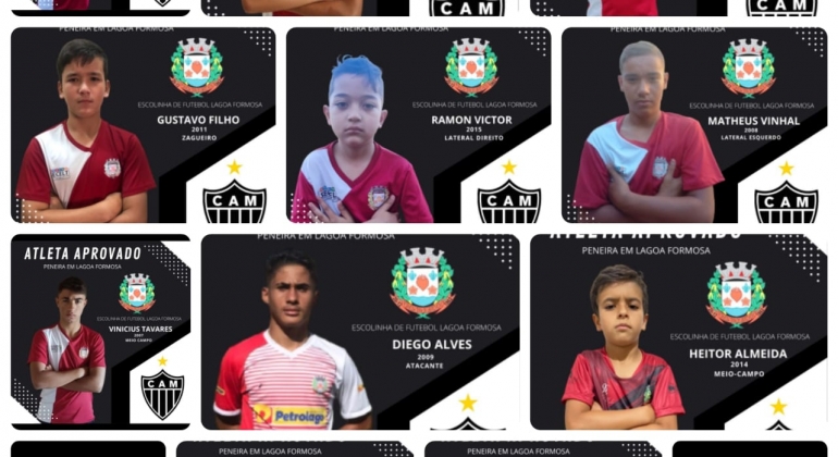 Atletas da Escolinha de Futebol do Santa Cruz de Lagoa Formosa são selecionados para realizar treinamentos no Atlético Mineiro