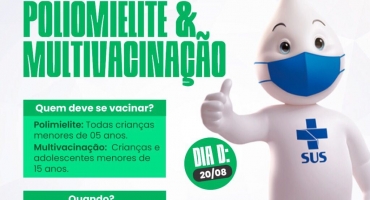 Dia D: Secretaria de Saúde de Lagoa Formosa realiza neste sábado (20) Campanha de Multivacinação e Poliomielite 