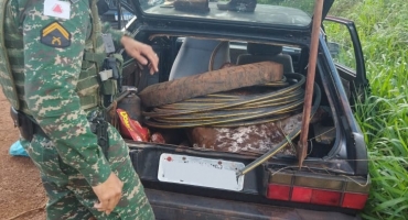 Ladrões são presos transportando dois animais furtados e abatidos em fazenda no município de Presidente Olegário 